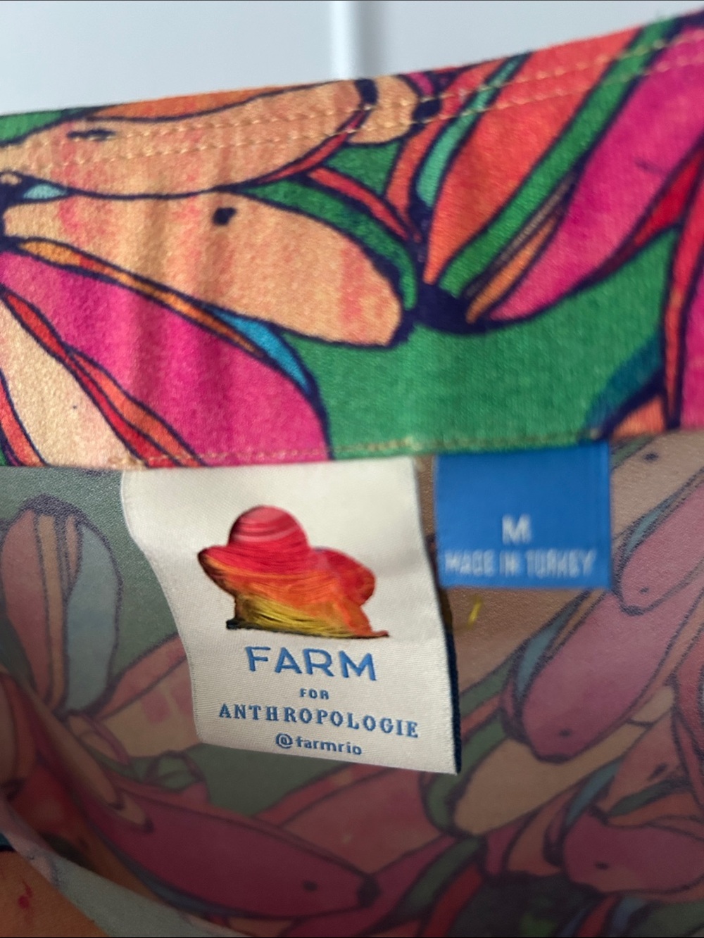 FARM Rio Green Floral Midi Skirt with Pink and Orange Accents - Picture 4 of 6